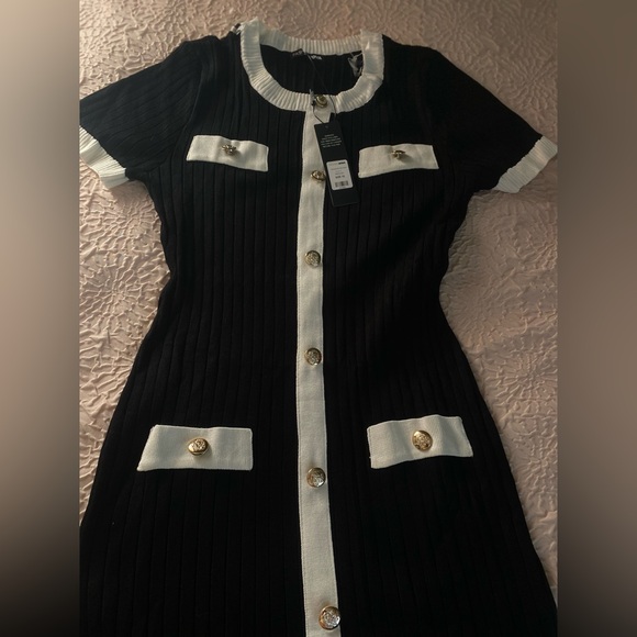 Women’s Black, White, and Gold Dress - Picture 2 of 7